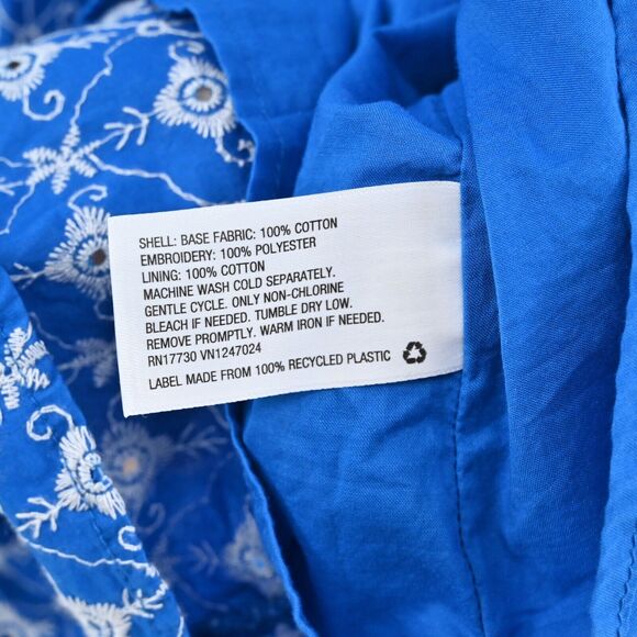 RHODE X TARGET Dress Sz S Blue Embroidered Eyelet Floral Cotton Puff Sleeve Mini - Picture 10 of 12